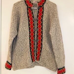 Hand-Knitted Danish Wool Cardigan | Nordic Folk | 100% Pure Wool | S–M Fit